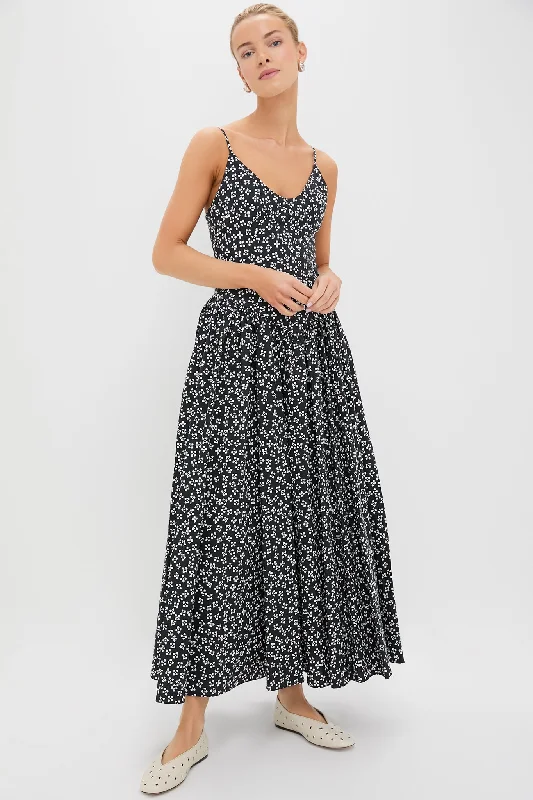 Velvet mini dresses for autumn weddings Black Woodblock Floral Dena Dress