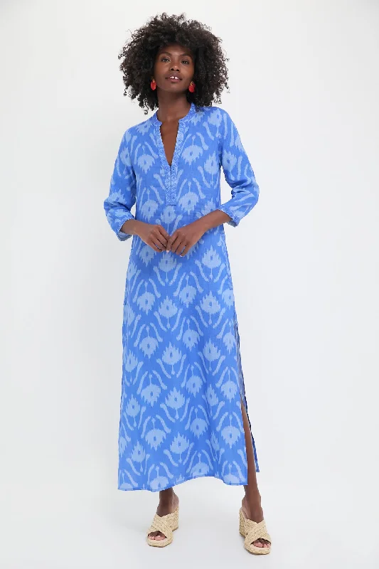 Mini dresses with halter necks for a stylish choice Ikat Blue Sapphire Long Kaftan