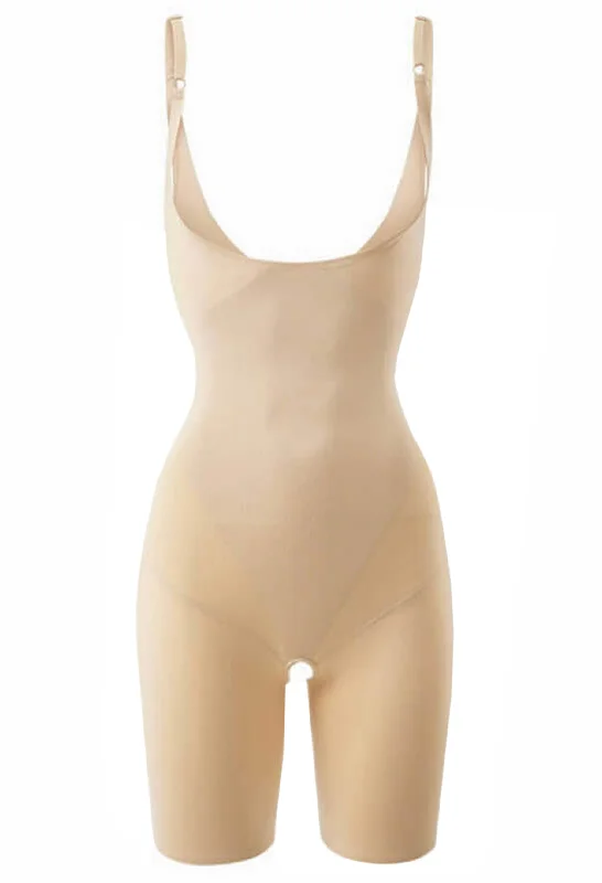 Plus Size Women's Side - Slit Tank Tops in Metallic Shades Open Bust Shaping Shorts Bodysuit With Adjustable Straps Plus Size Women's Side - Slit Tank Tops in Metallic Shades Open Bust Shaping Shorts Bodysuit With Adjustable Straps