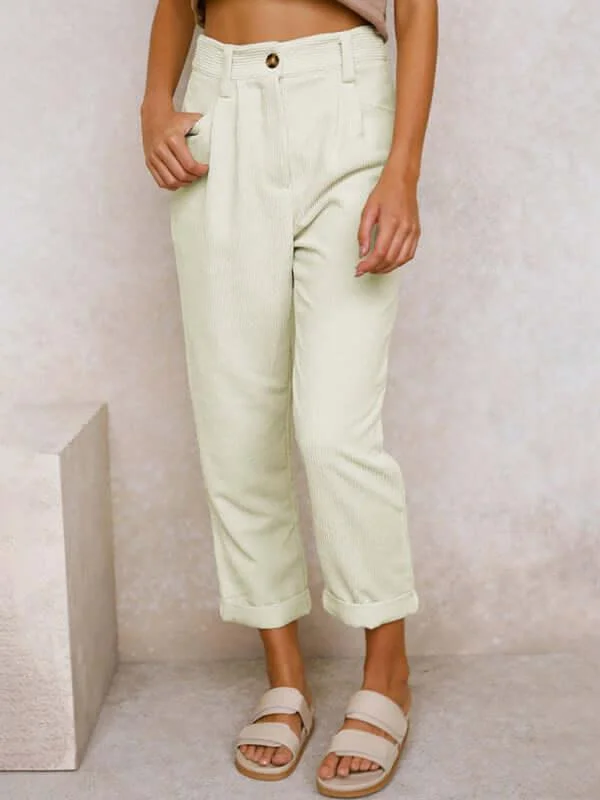 Women's pants with mesh panels Corduroy Loose Straight Women Pants