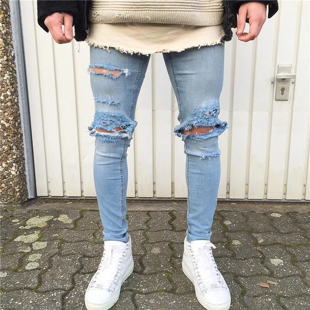Ripped women jeans for a rebellious and fashion - forward style Distressed Denim Jeans Pants For Men Ripped women jeans for a rebellious and fashion - forward style Distressed Denim Jeans Pants For Men