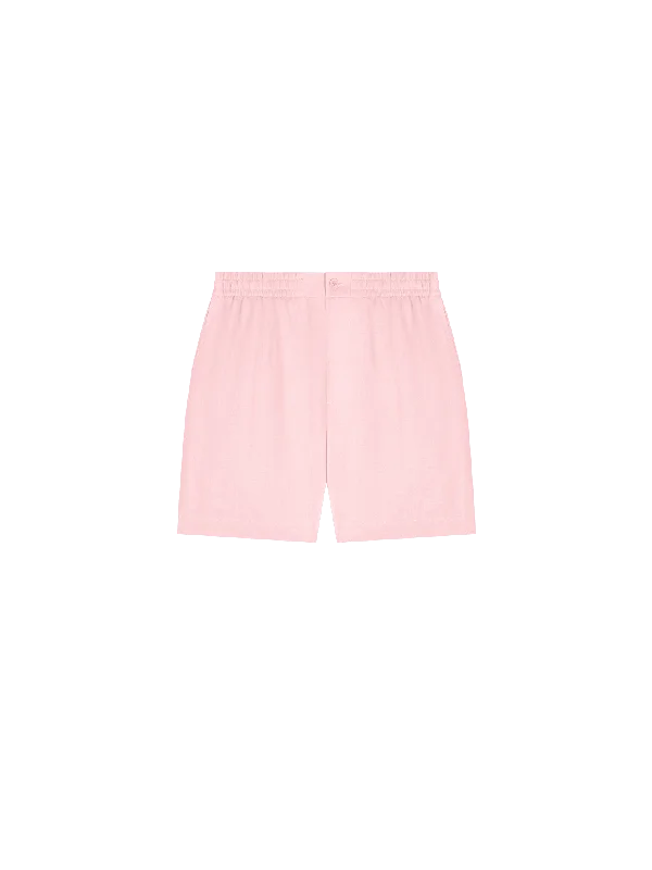 Women's solid - color yoga pants Womens DNA Aloe Linen Mid Length Shorts—magnolia pink
