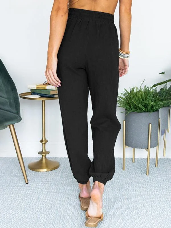 Women's pants for business trips Linen Drawstring Women Jogger Pants