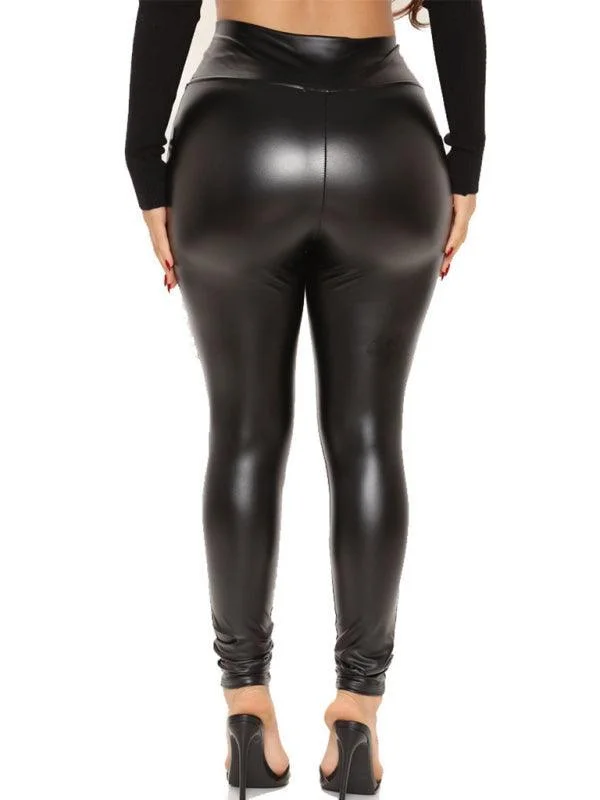 Women's high - waisted yoga pants Sexy Slim Fit Leather Women Pants
