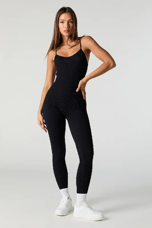 Women jumpsuits with pleated pants for a classic and sophisticated look Active Seamless Ribbed Scoop Neck Jumpsuit Women jumpsuits with pleated pants for a classic and sophisticated look Active Seamless Ribbed Scoop Neck Jumpsuit