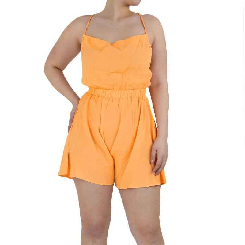 Women jumpsuits with wide - leg pants for a trendy and comfortable fit Women's Plain Jumpsuit,Orange Women jumpsuits with wide - leg pants for a trendy and comfortable fit Women's Plain Jumpsuit,Orange