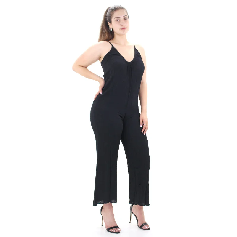 Sequined women jumpsuits for glamorous evening events Women's Ribbed Scoop Neck Jumpsuit,Black Sequined women jumpsuits for glamorous evening events Women's Ribbed Scoop Neck Jumpsuit,Black