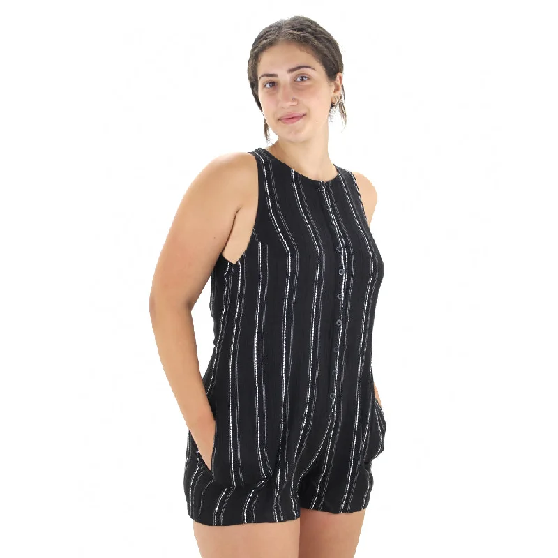 Women jumpsuits with gathered pants for a voluminous and elegant look Women's Striped Tie-Back Jumpsuit,Black Women jumpsuits with gathered pants for a voluminous and elegant look Women's Striped Tie-Back Jumpsuit,Black