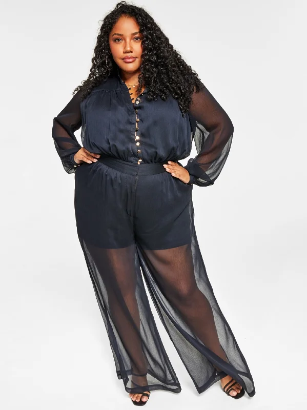 Women jumpsuits with fringe accents for a bohemian and fun - loving style Women's Button Front Jumpsuit,Navy Women jumpsuits with fringe accents for a bohemian and fun - loving style Women's Button Front Jumpsuit,Navy