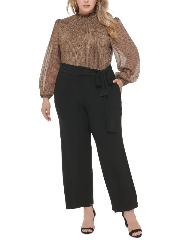 Women jumpsuits with a button - down front for a versatile and casual style Women's Belted Metallic Jumpsuit,Gold/Black Women jumpsuits with a button - down front for a versatile and casual style Women's Belted Metallic Jumpsuit,Gold/Black