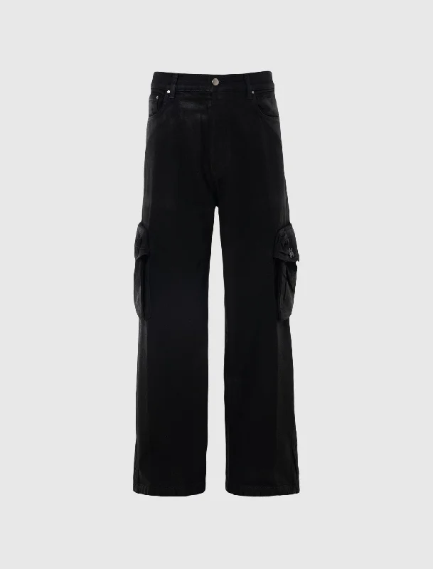 Women's Cargo Pants with Zippered Pockets in Dark Brown for Secure Storage on the Go WAX M65 BAGGY CARGO PANTS Women's Cargo Pants with Zippered Pockets in Dark Brown for Secure Storage on the Go WAX M65 BAGGY CARGO PANTS