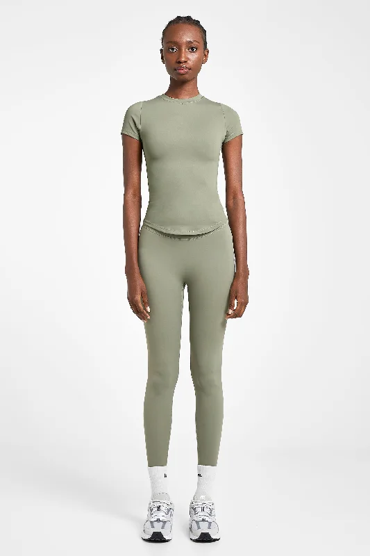 Women's real - leather tight trousers Base Sculpting Leggings - Olive