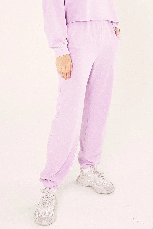 Women's Split - Hem Sweatpants in Burgundy for a Unique and Fashionable Twist Bayse Brand WOMENS HIGH WAISTED TRACK PANTS - LILAC