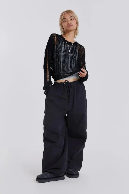 Regular Fit Women's Recycled Material Cargo Pants in Light Gray for an Eco - Friendly Choice Black Parachute Cargo Pants Regular Fit Women's Recycled Material Cargo Pants in Light Gray for an Eco - Friendly Choice Black Parachute Cargo Pants