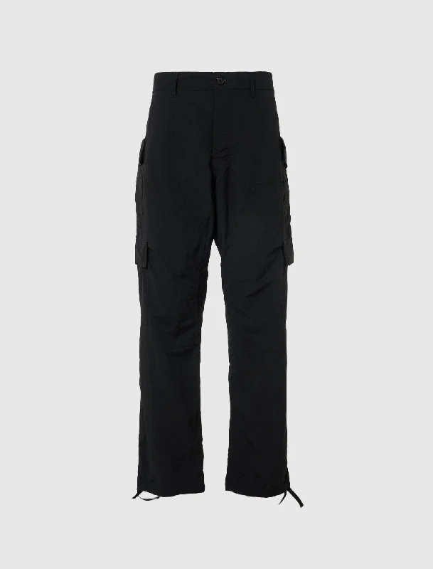 Women's Wide - Leg Denim Cargo Pants in Dark Wash with Distressed Details for a Trendy Appearance DOUBLE CARGO PANTS Women's Wide - Leg Denim Cargo Pants in Dark Wash with Distressed Details for a Trendy Appearance DOUBLE CARGO PANTS