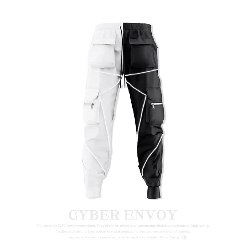 Regular Fit Women's Linen Cargo Pants in Beige for a Casual Summer Outing CE | Reflective Line Black-White Cargo Pants Regular Fit Women's Linen Cargo Pants in Beige for a Casual Summer Outing CE | Reflective Line Black-White Cargo Pants