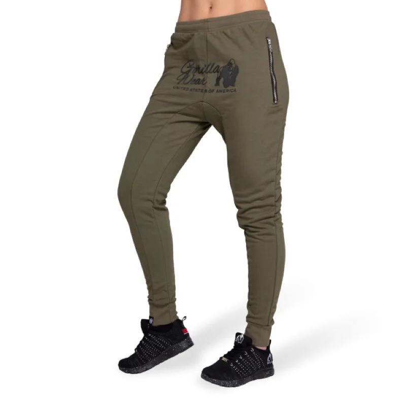 Plus Size Women's Side - Stripe Sweatpants in Navy and White for a Nautical - Inspired Style Celina Drop Crotch Joggers- Army Green Plus Size Women's Side - Stripe Sweatpants in Navy and White for a Nautical - Inspired Style Celina Drop Crotch Joggers- Army Green