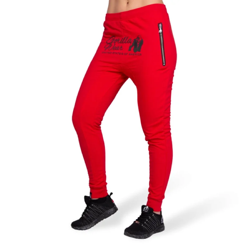 High - Waisted Women's Jogger Sweatpants in Black with Zip Pockets for a Stylish and Practical Look Celina Drop Crotch Joggers- Red