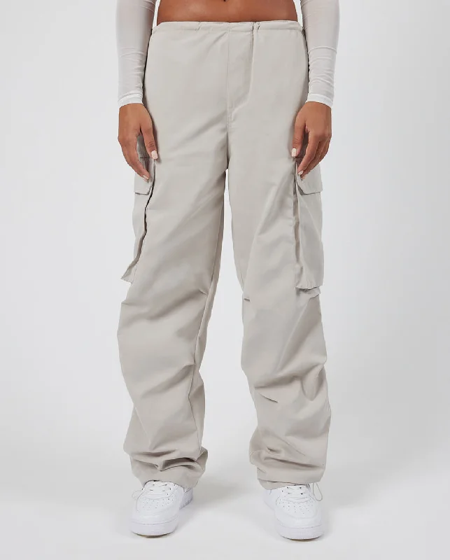 Women's Ankle - Length Sweatpants in Olive Green with Reflective Stripes for Nighttime Runs Cernucci Cargo Parachute Trouser - Stone
