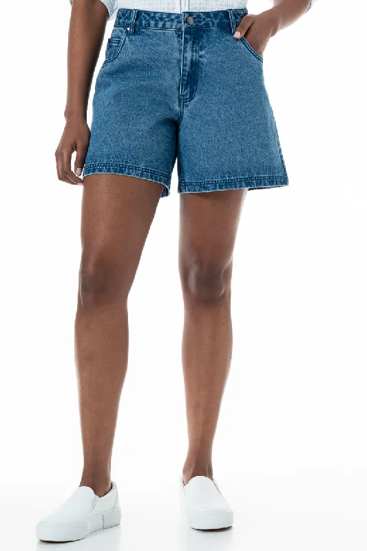 Slim - Fit Women's Compression Sweatpants in Navy for Intense Workouts and Support Denim Shorts _ 151995 _ Mid Wash