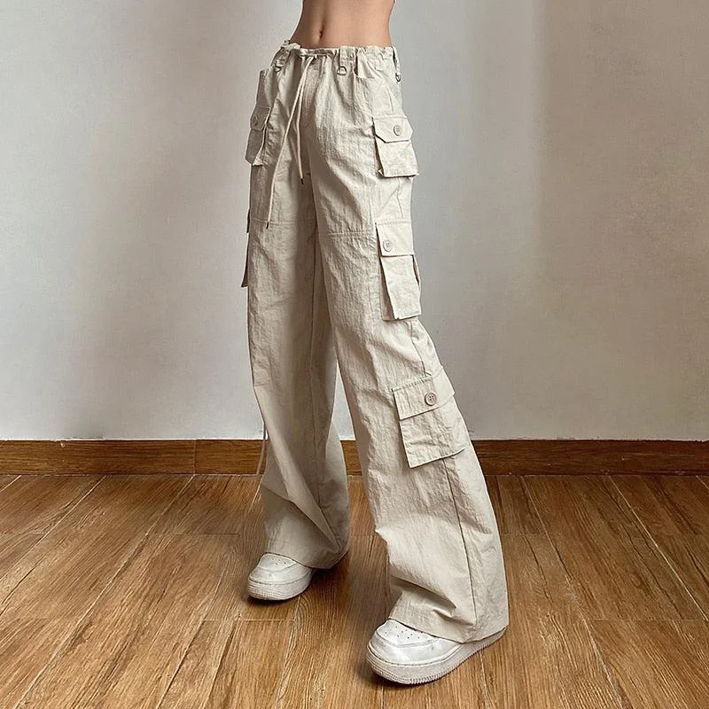 Women's Cargo Pants with Knee Pads in Black for Skateboarding or Biking Drawstring Low Rise Cargo Pants Women's Cargo Pants with Knee Pads in Black for Skateboarding or Biking Drawstring Low Rise Cargo Pants