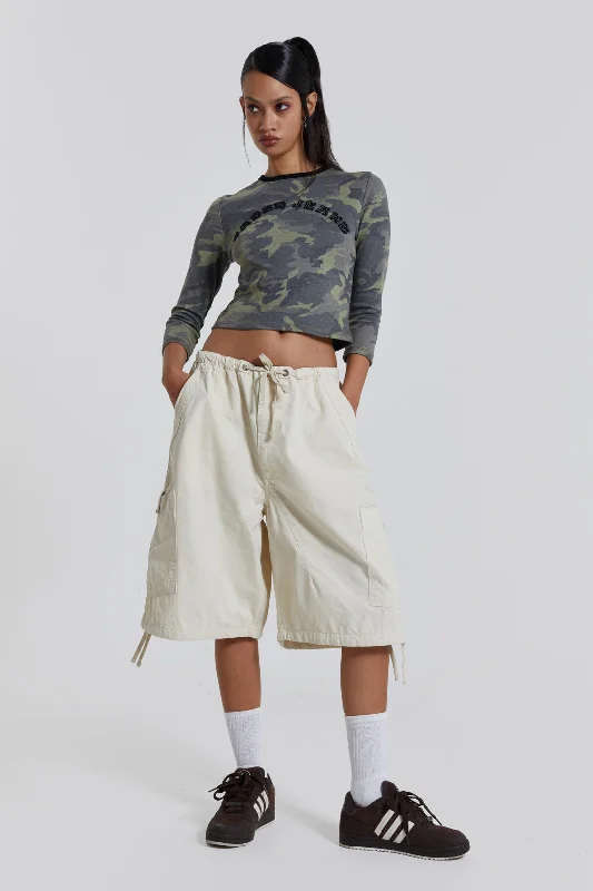 Women's Cargo Pants with Belt Loops in Tan for a Complete and Polished Look Ecru Parachute Cargo Shorts Women's Cargo Pants with Belt Loops in Tan for a Complete and Polished Look Ecru Parachute Cargo Shorts