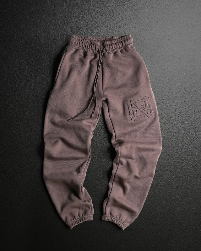 Women's Wide - Leg Sweatpants in Beige with Elastic Cuffs for a Relaxed and Trendy Outfit EMBOSSED CHAMP JOGGERS-EARTH Women's Wide - Leg Sweatpants in Beige with Elastic Cuffs for a Relaxed and Trendy Outfit EMBOSSED CHAMP JOGGERS-EARTH
