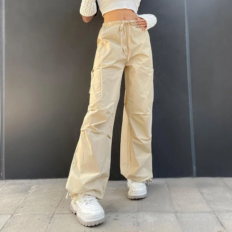Women's Cargo Pants with Zippered Pockets in Dark Brown for Secure Storage on the Go Fairy Grunge Drawstring Parachute Pants Women's Cargo Pants with Zippered Pockets in Dark Brown for Secure Storage on the Go Fairy Grunge Drawstring Parachute Pants
