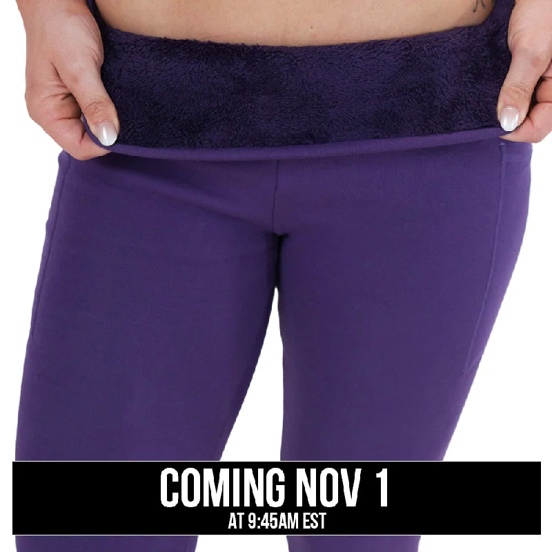 Women's low - waisted tight trousers Fleece Lined Leggings | Purple
