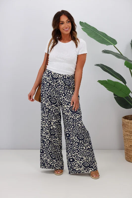Women's hiking tight trousers Fria Leigh Wide Leg Pant Monochrome Print