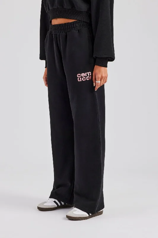 Slim - Fit Women's Compression Sweatpants in Navy for Intense Workouts and Support Glitter Applique Wide Leg Jogger - Black Slim - Fit Women's Compression Sweatpants in Navy for Intense Workouts and Support Glitter Applique Wide Leg Jogger - Black