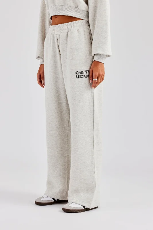 Plus Size Women's Elastic - Waist Sweatpants in Dark Green with a Flattering Fit Glitter Applique Wide Leg Jogger - Ash Grey Plus Size Women's Elastic - Waist Sweatpants in Dark Green with a Flattering Fit Glitter Applique Wide Leg Jogger - Ash Grey