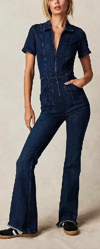 Women jumpsuits with fringe accents for a bohemian and fun - loving style Free People Jayde Flare jumpsuit