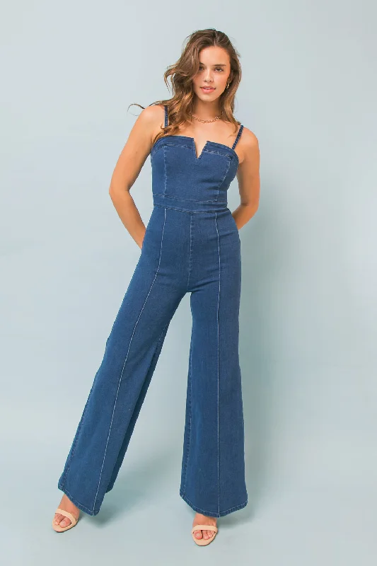 Metallic women jumpsuits for a dazzling New Year's Eve party MAKING MAGIC DENIM JUMPSUIT Metallic women jumpsuits for a dazzling New Year's Eve party MAKING MAGIC DENIM JUMPSUIT
