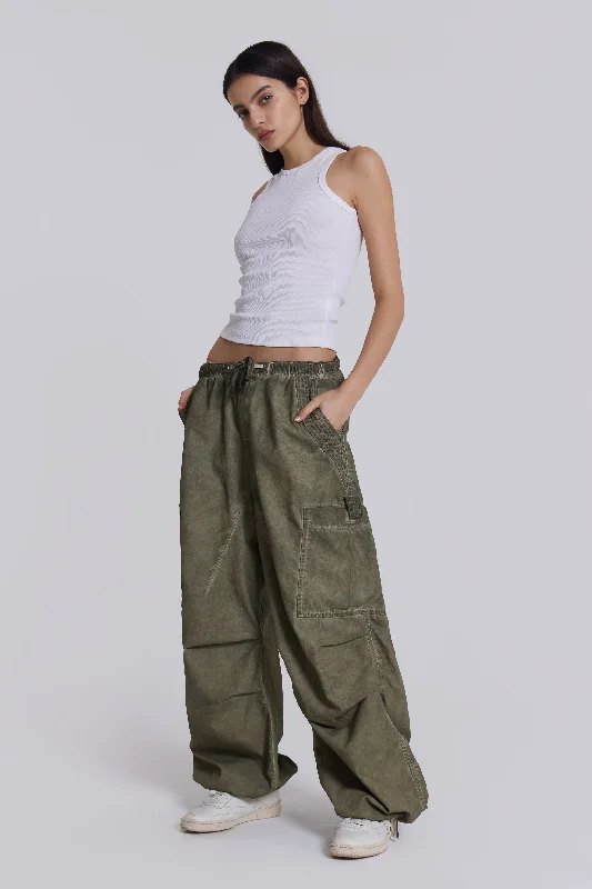 Regular Fit Women's Recycled Material Cargo Pants in Light Gray for an Eco - Friendly Choice Khaki Oil Wash Parachute Pants Regular Fit Women's Recycled Material Cargo Pants in Light Gray for an Eco - Friendly Choice Khaki Oil Wash Parachute Pants