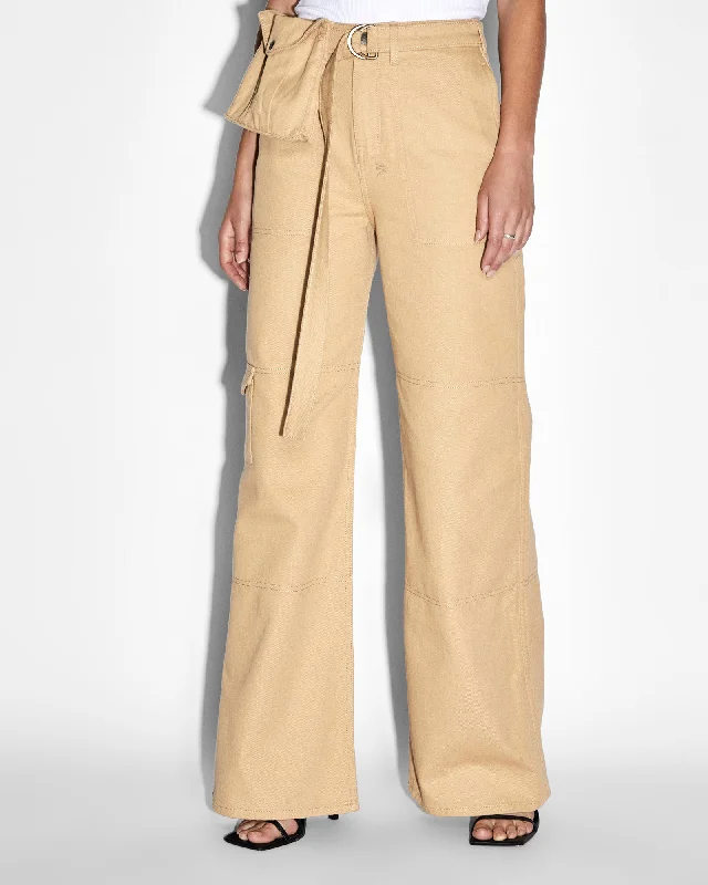 Women's Cargo Pants with Concealed Pockets in Dark Olive for a Sleek and Functional Design KOMMAND CARGO CARAMEL