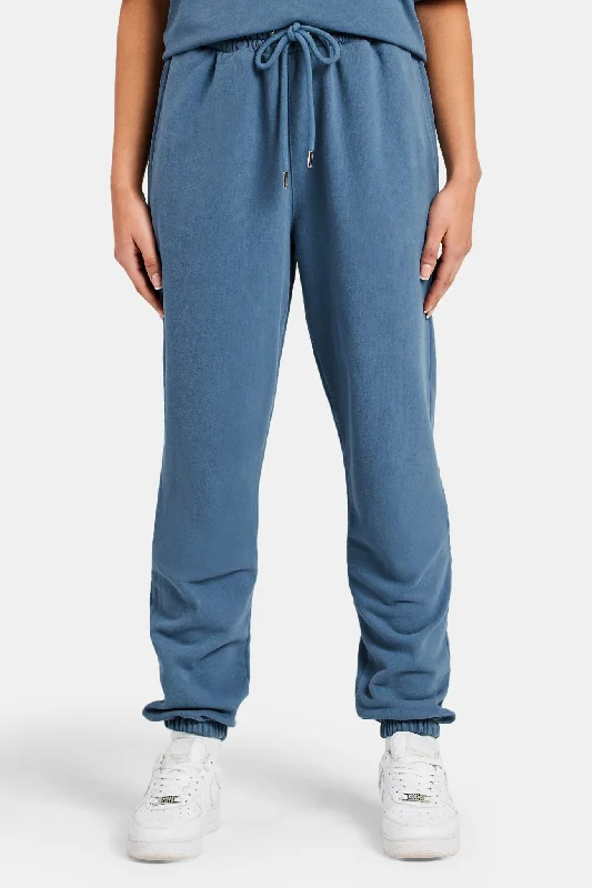 Drawstring - Waist Women's Cotton - Blend Sweatpants in White for a Casual and Comfortable Everyday Look Ladies Cuffed Jogger - Steel Blue Drawstring - Waist Women's Cotton - Blend Sweatpants in White for a Casual and Comfortable Everyday Look Ladies Cuffed Jogger - Steel Blue