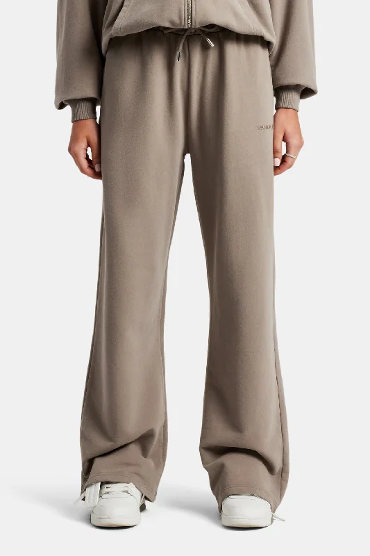 Plus Size Women's Side - Stripe Sweatpants in Navy and White for a Nautical - Inspired Style Ladies Wide Leg Jogger - Taupe Plus Size Women's Side - Stripe Sweatpants in Navy and White for a Nautical - Inspired Style Ladies Wide Leg Jogger - Taupe