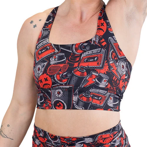 Women's white tight trousers Longline Bra | Graffiti
