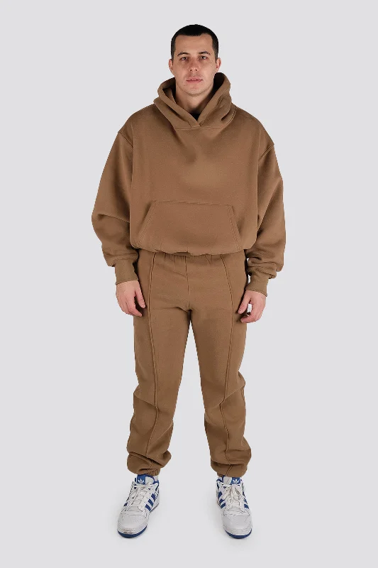 Plus Size Women's Elastic - Waist Sweatpants in Dark Green with a Flattering Fit Lunge Fleece Jogger - Walnut Plus Size Women's Elastic - Waist Sweatpants in Dark Green with a Flattering Fit Lunge Fleece Jogger - Walnut
