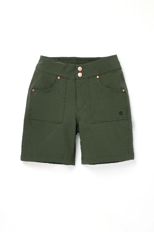 Belted Women Shorts to Enhance the Waistline  Mid Length Trek Shorts - Deep Khaki