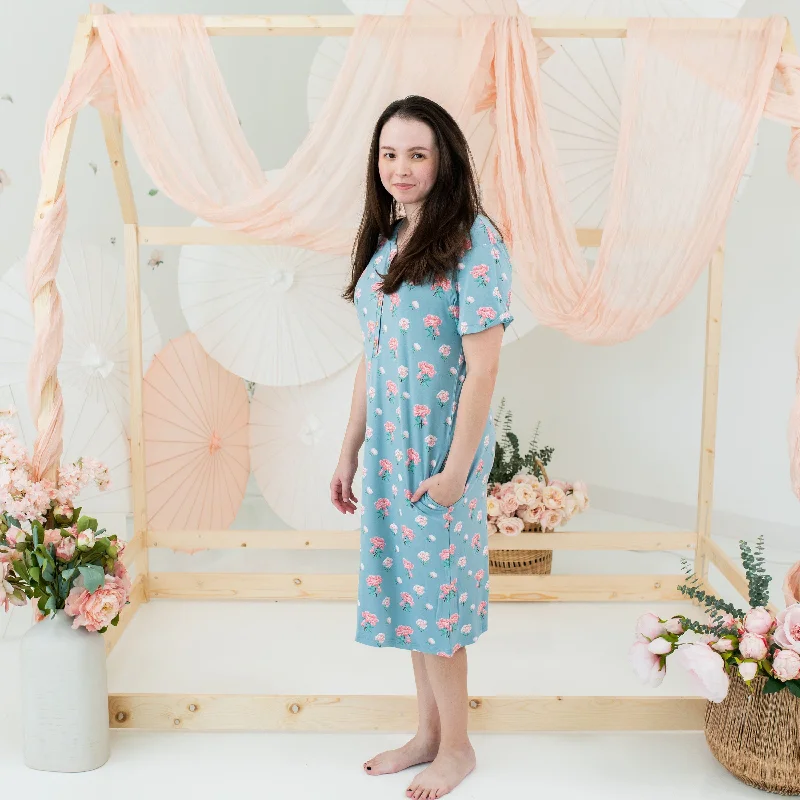 Women jumpsuits with a V - neck for a flattering and elongating effect Midi Lounge Dress in Peony Women jumpsuits with a V - neck for a flattering and elongating effect Midi Lounge Dress in Peony