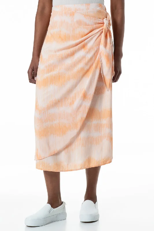 Women's Split - Hem Sweatpants in Burgundy for a Unique and Fashionable Twist Mock Wrap Sarong Skirt _ 152027 _ Peach