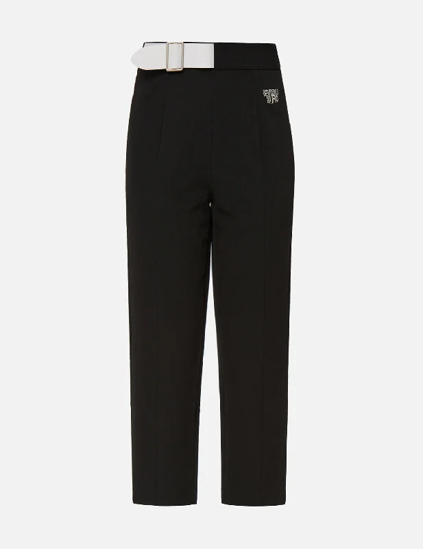 Slim - Fit Women's Compression Sweatpants in Navy for Intense Workouts and Support Partial Leather Buckle Belt Cropped Straight Fit Pants Slim - Fit Women's Compression Sweatpants in Navy for Intense Workouts and Support Partial Leather Buckle Belt Cropped Straight Fit Pants