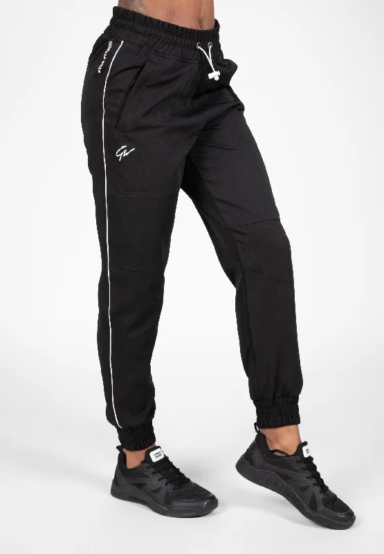 Plus Size Women's Side - Stripe Sweatpants in Navy and White for a Nautical - Inspired Style Pasadena Woven Pants - Black Plus Size Women's Side - Stripe Sweatpants in Navy and White for a Nautical - Inspired Style Pasadena Woven Pants - Black