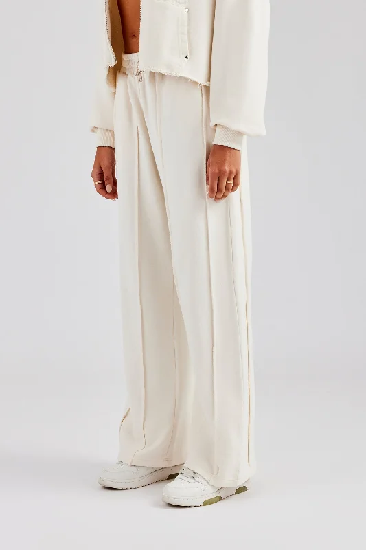 Women's Split - Hem Sweatpants in Burgundy for a Unique and Fashionable Twist Raw Edge Waistband Jogger - Off White Women's Split - Hem Sweatpants in Burgundy for a Unique and Fashionable Twist Raw Edge Waistband Jogger - Off White