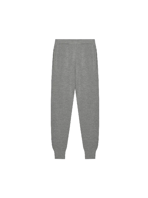 High - Waisted Women's Jogger Sweatpants in Black with Zip Pockets for a Stylish and Practical Look Womens Regenerative Merino Wool Track Pants—grey marl