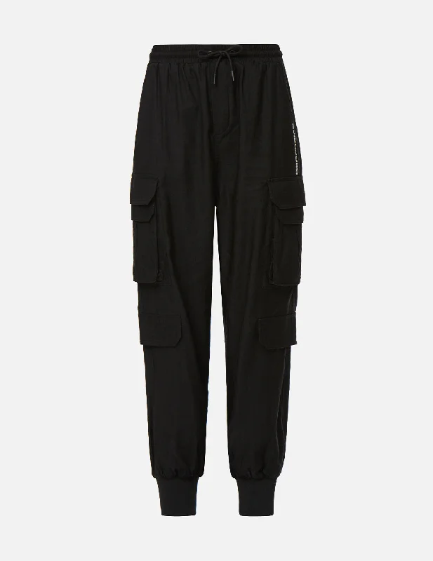 Women's Wide - Leg Sweatpants in Beige with Elastic Cuffs for a Relaxed and Trendy Outfit Seagull Badge Cargo Jogger Pants Women's Wide - Leg Sweatpants in Beige with Elastic Cuffs for a Relaxed and Trendy Outfit Seagull Badge Cargo Jogger Pants