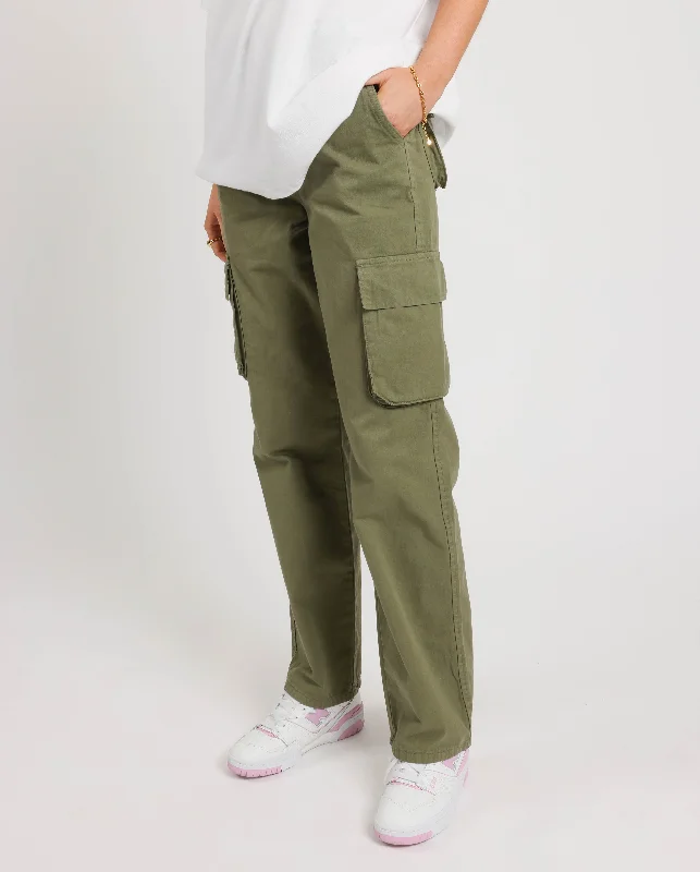 Women's Wide - Leg Sweatpants in Beige with Elastic Cuffs for a Relaxed and Trendy Outfit Straight Leg Cargo Trouser - Khaki