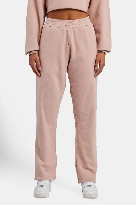 Drawstring - Waist Women's Cotton - Blend Sweatpants in White for a Casual and Comfortable Everyday Look Straight Leg Jogger - Dusky Pink